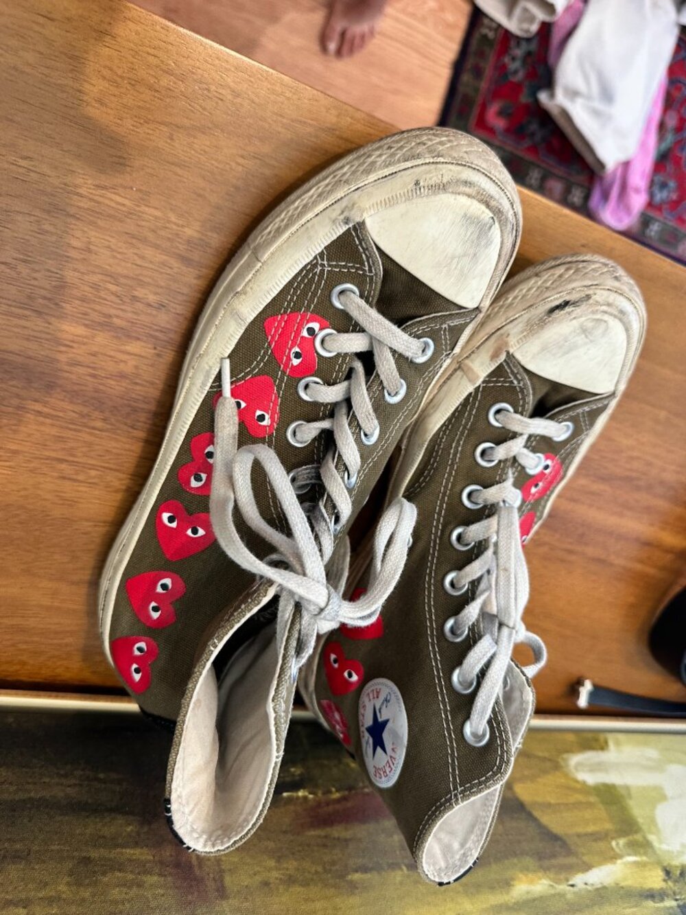 Converse x Comme Des Garçons Play Chuck 70 Hi "Multi Hearts Green" sneakers, 9 - Picture 6 of 11